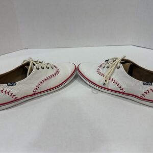 Keds White Sneakers with Red Stitching Women’s